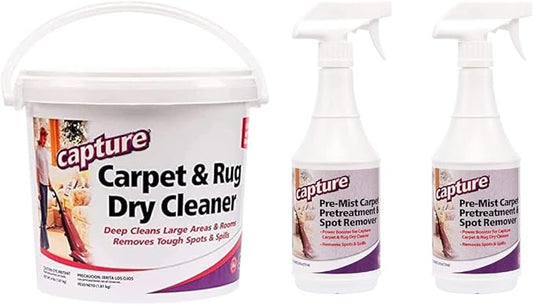 Capture Carpet & Rug Dry Cleaner w/Resealable lid (4 Pound) and Capture Pre-Mist Soil Release Carpet Cleaning Pre Spray (2 Pack) Bundle