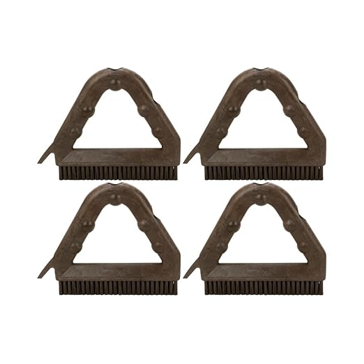 SPARTA Plastic Commercial Grout Brush, Triangle-Shaped Scrub Brush with Scraper and Two Threaded Holes for Attaching Handle (Sold Separately), 9 x 7 x 7 Inches, Brown, (Pack of 4)