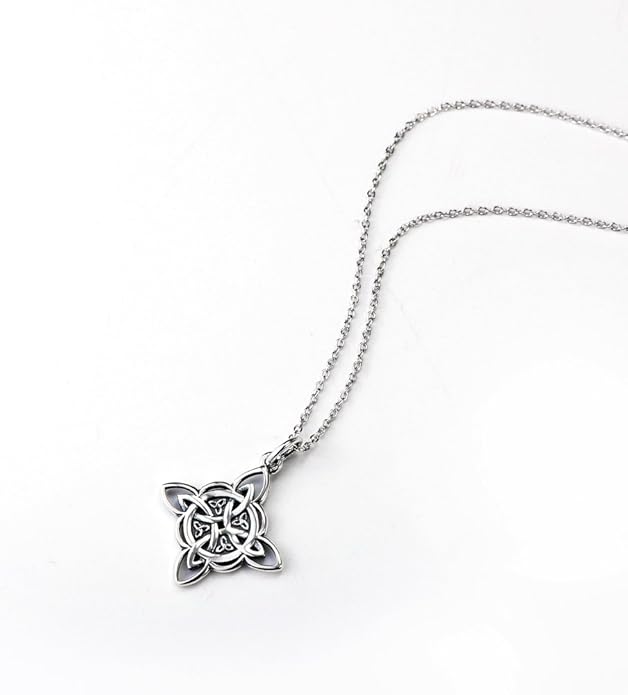 FLYOW 925 Sterling Silver Good Luck Irish Jewelry Celtic Knot Pendant Necklace for Women Birthday Graduation Gift