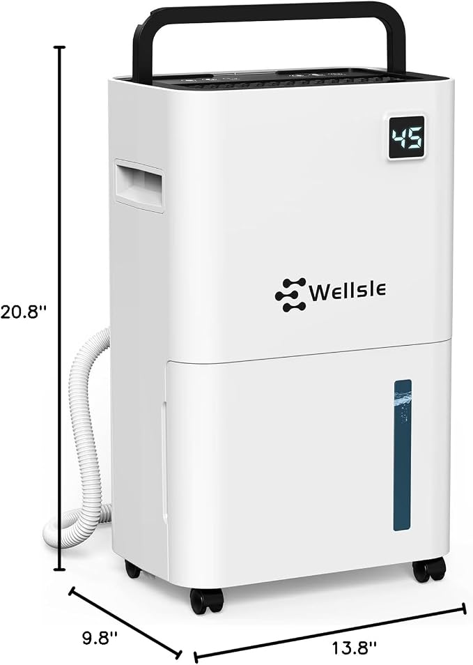 3500 Sq.Ft Dehumidifier, 50 Pint Dehumidifiers for Home and Basement with Drain Hose, Ultra-Quiet Bedroom Dehumidifier, Intelligent Humidity Control, 24 Hours Timer.