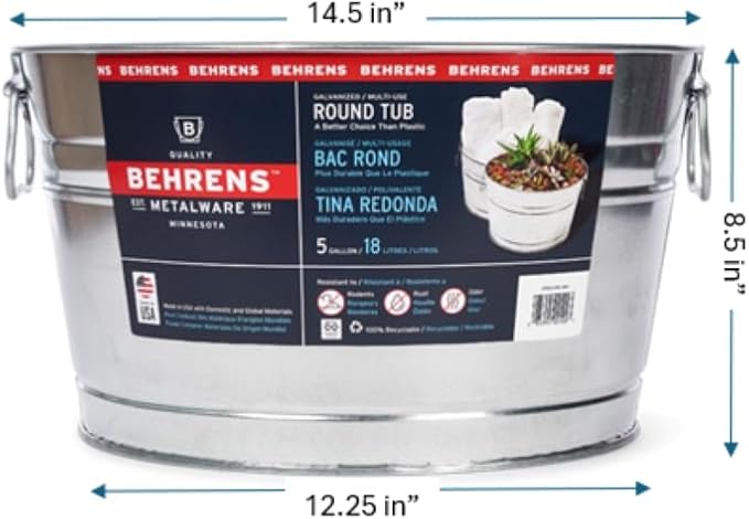 Behrens 5 Gallon Round Steel Tub (3 Tubs)