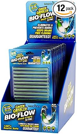Green Gobbler Lemon Scent Bio Flow Drain Deodorizer Strip, 1.47 Ounces (Pack of 12)