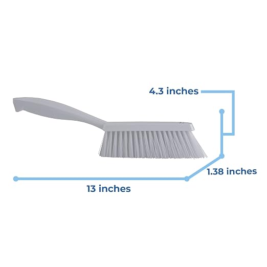 Vikan 45895 Bench Cleaning Brush, Polypropylene/Polyester Medium Bristle Dustpan Brush & Sweeper, 14 Inch, White