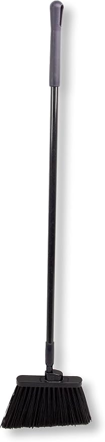 SPARTA 41082EC03 Plastic Color Coded Broom, Flagged Bristles, Long Broom With Angled Head For Large Debris, 56 Inches, Black, (Pack of 12)