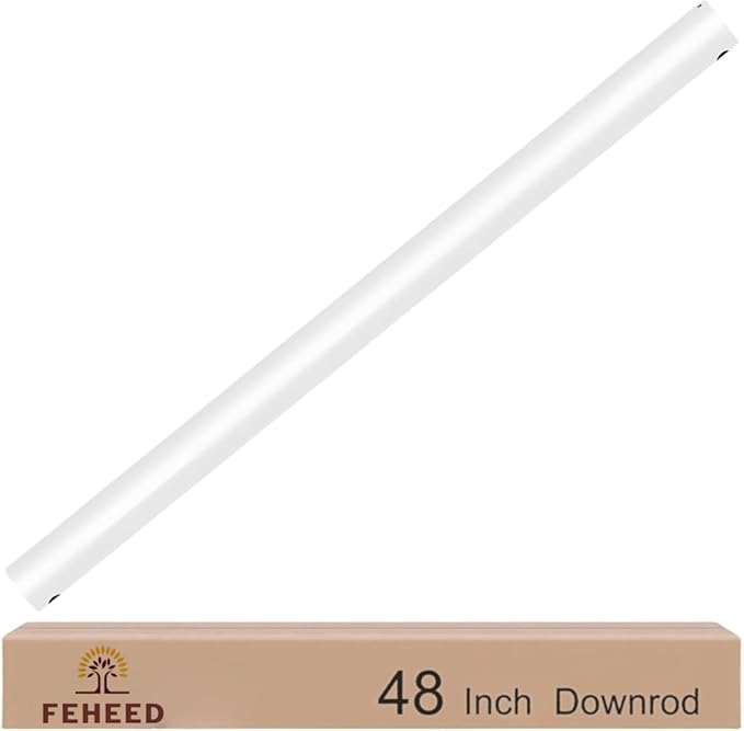 48 Inch Ceiling Fan Downrod, 1" Diameter White Ceiling Fan Extension Rod (No Threads),Universal Down Rods for Ceiling Fans,Easy Installation