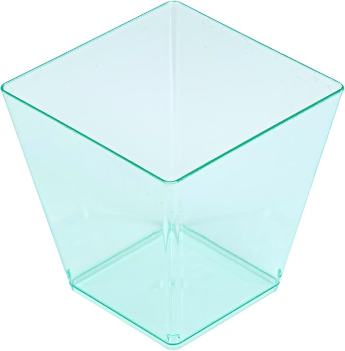 Restaurantware 8 Ounce Large Kova Cups 20 Disposable Dessert Tumbler - Lids Sold Separately Sturdy Seagreen Plastic Appetizer Cups For Mousse Layered Cakes At Catered Events