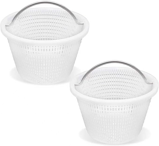 Handle Basket Replacement Bermuda Gunite Pentair 516112,Compatible with Waterway Skimmer Basket 542-3240/542-3240B for Renegade Skimmers Pool Basket, Stainless Steel Handle (2, White)