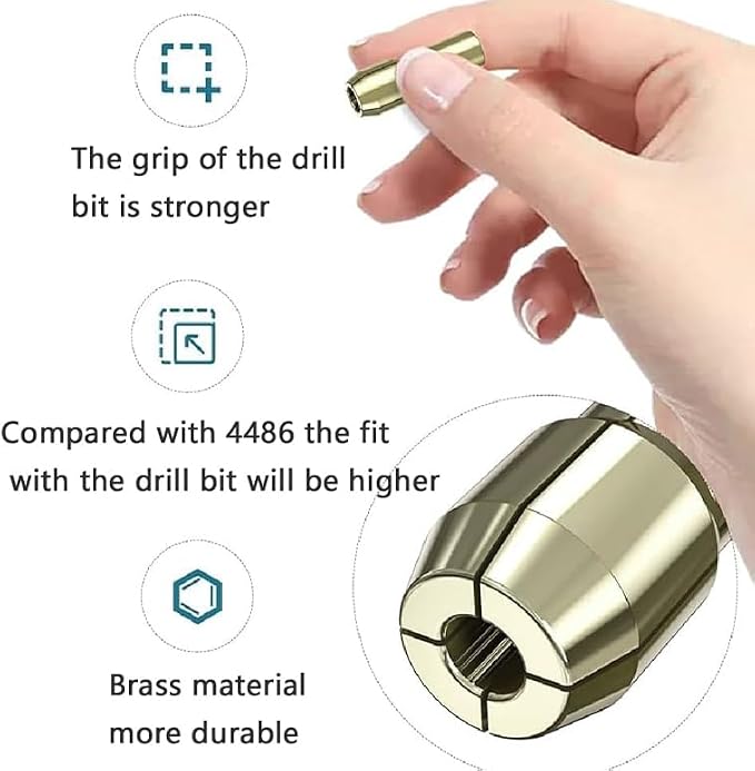 Drill Chuck Collet Set for Dremel Accessories Chuck Collet Kit（1/32" - 1/8" ）Replacement Drill Bits, with Quick Change Adapter and Rotary Drill Nut Tool (light yellow)