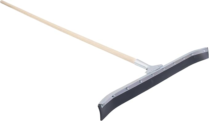 MARSHALLTOWN Asphalt Squeegee, 36 Inch Neoprene Curved Blade, 60 Inch Wood Handle, Reversible Floor Squeegee for Concrete and Garage, Heavy Duty Sealcoating Tool, RED700248