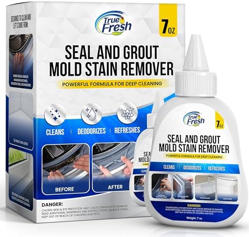 True Fresh Washing Machine Cleaner Descaler Tablets 15 Pack - Heavy Duty Mold Stain Remover Gel – Deep Cleaning Kit for HE Front & Top Load Washers, Seals, Grout, Shower Caulking, Tiles & More