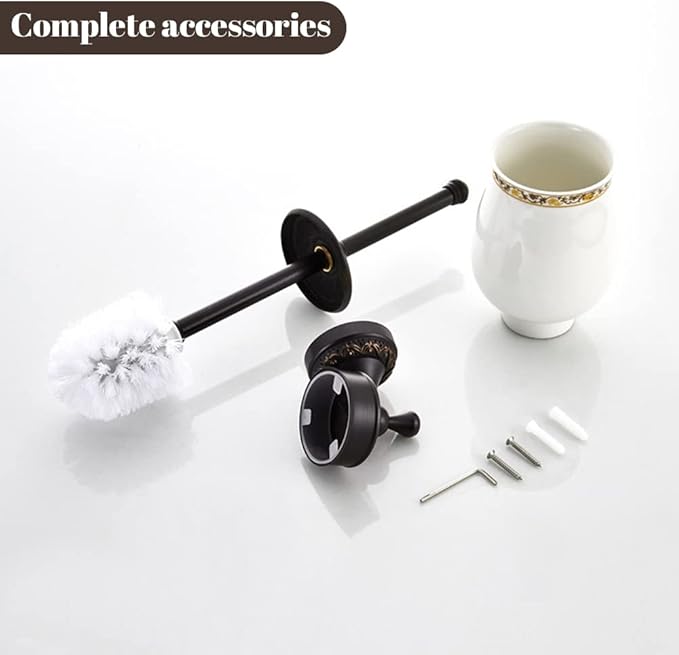 Leyden Bronze Toilet Brush Holder,Oil Rubbed Bronze Toilet Brush Plunge Retro Toilet Bowl Brush Bathroom Accessories Wall Mounted