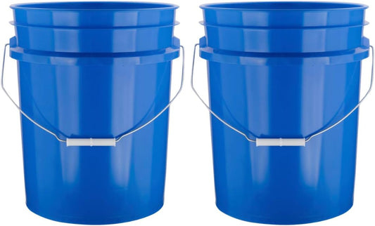 House Naturals 5 Gallon Premium HPDE Plastic Bucket - Made in USA Food Grade Storage Container, BPA Free All Purpose Pail (2, Blue)