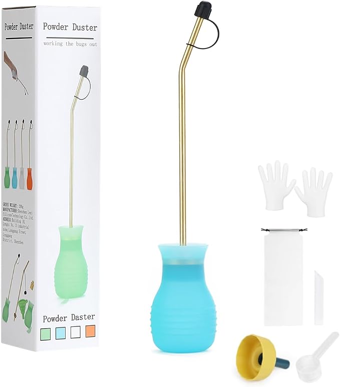 Powder Duster/Large Diatomaceous Earth Bulb Duster/Powder Applicator - Diatomaceous Earth Bulb/Applicator (Blue)