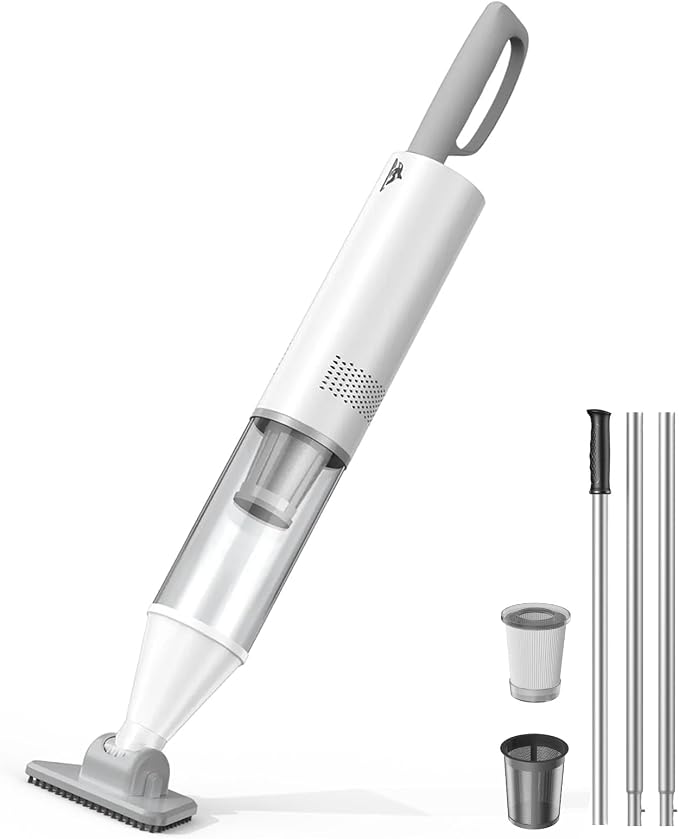 Cordless Pool Vacuum, Handheld Rechargeable Pool Cleaner, Powerful Suction, Extendable Pole, 90 Min Runtime for Above-Ground & Inground Pool, Spa, Hot tub