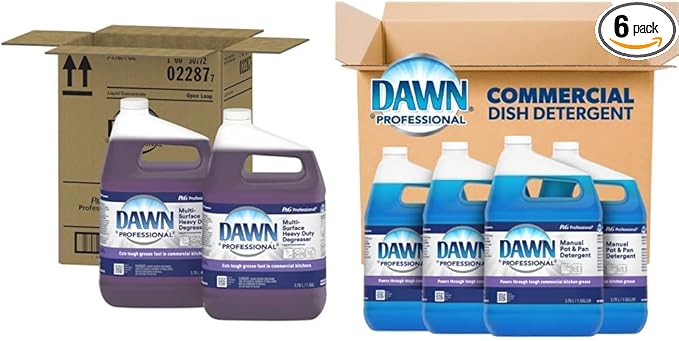 Dawn Professional Bulk Dishwashing Liquid Soap Detergent and Heavy Duty Degreaser Combo Pack, 4 Gallons of Dishwashing Soap + 2 Gallons of Dawn Heavy Duty Degreaser, Regular Scent