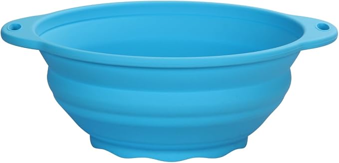 Collapsible Silicone Mixing Bowl - 1800ml(60 fl oz) - BPA Free, Dishwasher Safe, Non-Slip Base Salad Bowls for Kitchen, Camping & Travel (Blue)