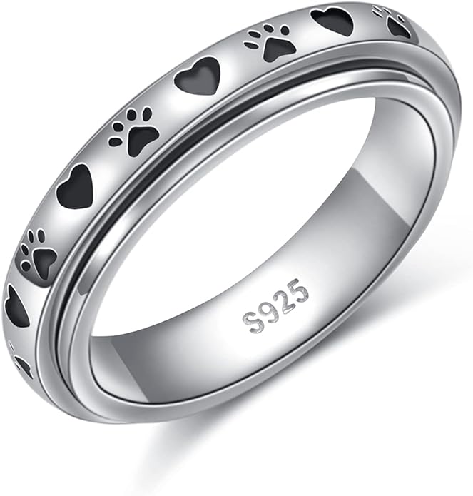 Ladytree Spinner Fidget Anxiety Ring,925 Sterling Silver Stress Relief Worry Ring,Platinum Plated ADHD Autism Jewelry,Birthday Mom Gift for Women