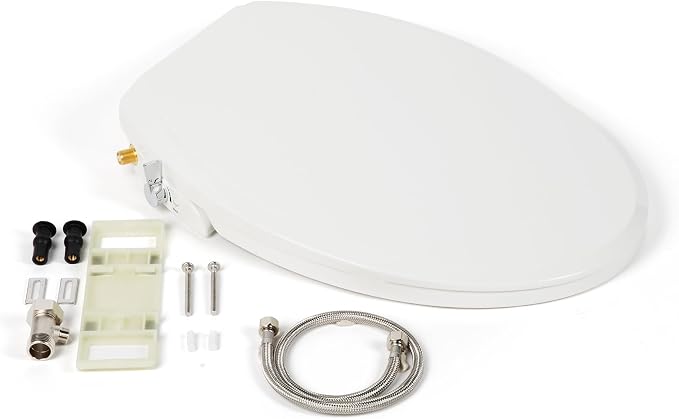 Elongated Bidet Toilet Seat – Non-Electric, Hygienic Fresh Water bidet, Adjustable water Pressure, Self-Cleaning Dual Nozzles (Rear & feminine wash) – Brass Inlet, Quiet-Close, Easy Install
