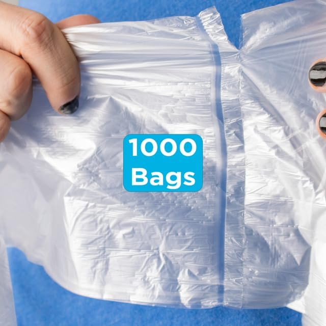 Highbar Select 16 Gallon Trash Bags - 8 micron, 1000 Per Case, 24" x 33", 20 Rolls of 50, High Density Clear Trash Can Liners, Ideal for Small Wastebaskets in Office, and Bathroom Use