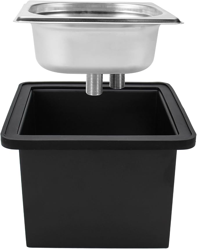 DIBTSA Pitcher Rinser with Base, Stainless Steel Countertop Glass Rinser Cup Washer Sink with Side Spray, 7.48" x 6.89" x 5.7", Silver