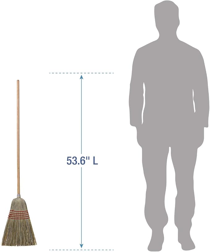 Boardwalk Corn/Fiber Brooms, Corn/Yucca Bristles, 53.5" Overall Length, Natural, 6/Carton