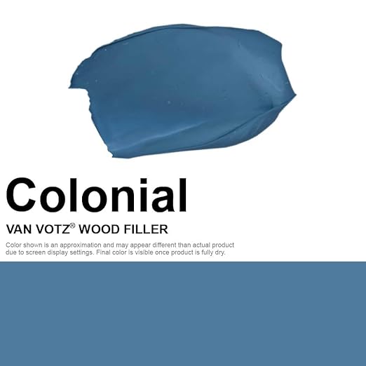 Waterproof Wood Filler [Half-Pint, Colonial-Blue] - Exterior Grade Wood Repair in 18 Paintable and Stainable Colors. Strong Adhesion and Durability for Outdoor Wood in All Weather Conditions.