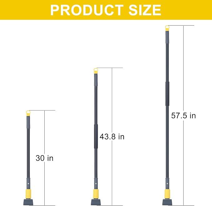 KeFanta Metal Mop Handle Commercial Heavy Duty,58" Industrial Mop Stick with Jaw Clamp,Wet Gripper Mops Head Replacement Holder for Floor Cleaning(6 Pack)