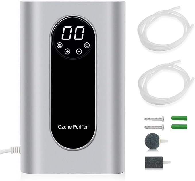 Portable Ozone Machine Generator,1000mg/h Multipurpose Ozone Machine for Air,Water,Food,Home,Office,Hunting (Silver)