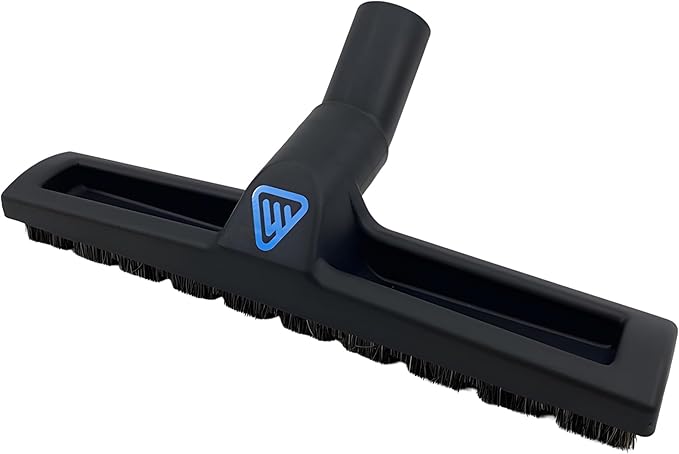 Wessel-Werk Deluxe Vacuum Floor Brush, Multi-Surface Vacuum Brush Attachment with 360° Swivel Neck, Soft Rubber Wheels, and Horse Hair Bristles Brush Nozzle (D 360-14 inch Brush, 1-1/4" (32mm) Neck)