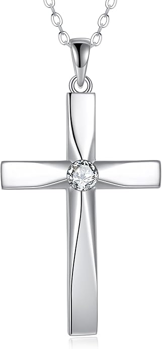 ONEFINITY Religious Cross Pendant Necklace Sterling Silver Origami Cross Pendant Gifts for Women Men Jewelry