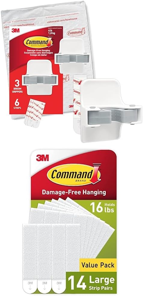 Command Wall Décor Bundle for Holiday Prep - Organize Your House with Broom Grippers Wall Mount, Picture Hanging Strips and Wall Hooks Command Strips Included