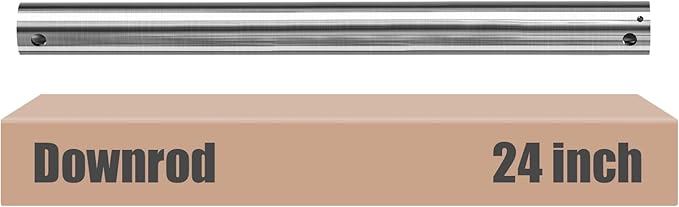 24 inch Ceiling Fan Downrod, 2 FT Nickel Downrod for Ceiling Fan, 1 inch Outside Diameter, Boom Suitable for a Wide Range of Fans (Nickel, Not Threaded)