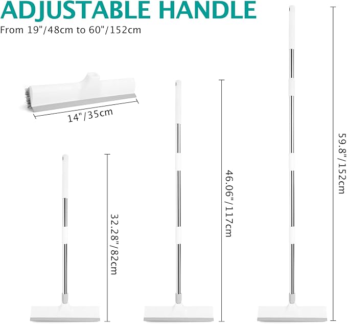 Multifunction Silicone Broom+Floor Brush, 2-in-1 Scraping Brush,with 59.8" Long-Handled Adjustable Floor Brush, Suitable for Cleaning Kitchen, Bedroom, Shower Room, Floor