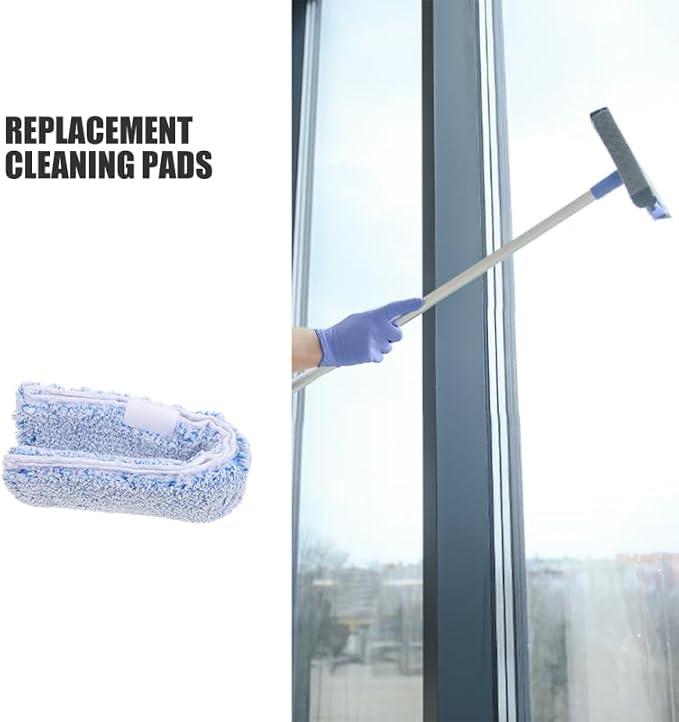 Ipetboom Replacement Window Scrubber Pads 4 Pack Reusable Microfiber Window Cleaner Refills for Bathroom Mirrors Tabletops Glass Cleaning 14.17 X 2.75 X 1.57 in
