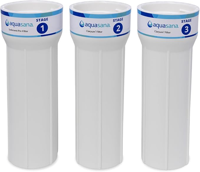 Aquasana Replacement Filter Housing Sumps| Fit Claryum 3-Stage Max Flow Under Sink Water Filter | For AQ-5300+ and AQ-6300M | Systems BPA-Free | 3 Count | AQ-C3M-SUMP