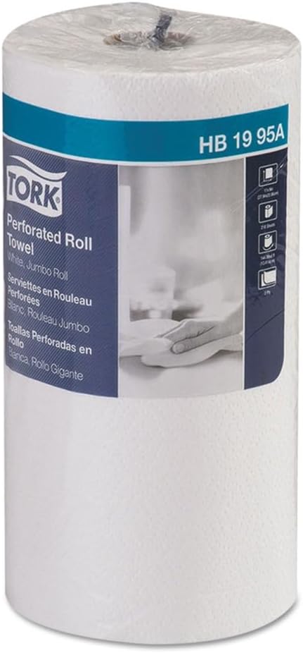 Tork HB1995A Universal Perforated Towel Roll, 2-Ply,11-Inch Wx9-Inch L, White, 210 Sheets/Roll,12RL/Ctn