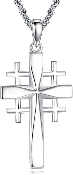 ONEFINITY Religious Cross Pendant Necklace Sterling Silver Origami Cross Pendant Gifts for Women Men Jewelry