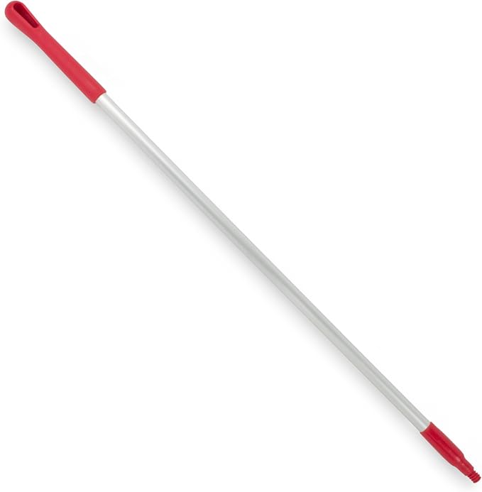 SPARTA Adjustable Aluminum Broomstick, 48” Mop and Broom Handle Replacement with Color-Coded System for Environments with Harsh Cleaning Agents, Aluminum, 48 Inches, Red, (Pack of 12)