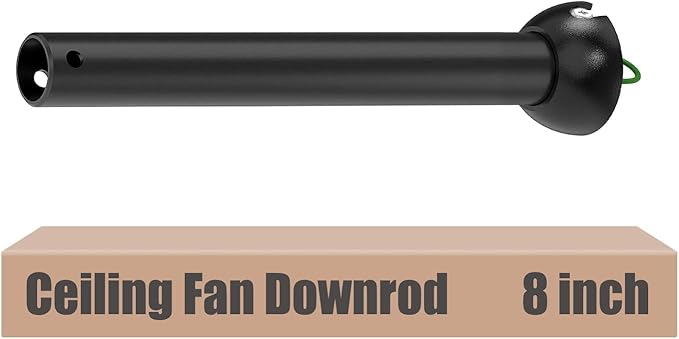 8 inch Black Ceiling Fan Downrod with Ball Head, Downrod for Ceiling Fan, 1 inch Outside Diameter, Suitable for a Wide Range of Fans (with Ball Head, Not Threaded)