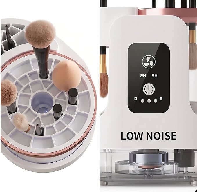 3-in-1 Electric Makeup Brush Cleaner and Dryer, Automatic Brush Washer with Air Drying Fan, USB Powered, Fast Cleaning Machine for Foundation, Powder & Eye Brushes (Single-Ended)