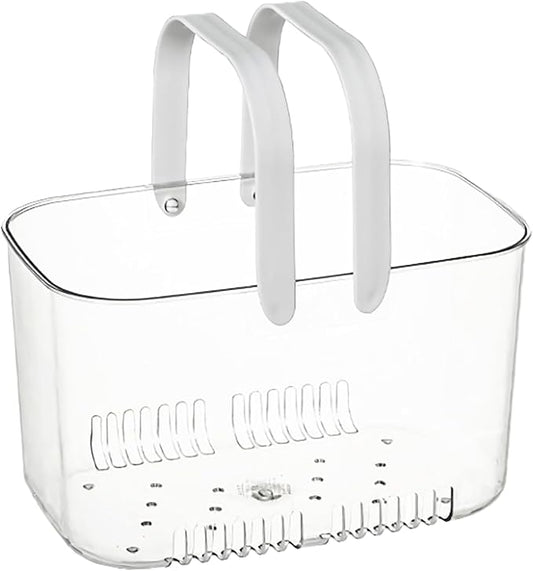 Plastic Storage Basket with Handle Portable Shower Caddy Tote Organizer Basket Bin for Bathroom, Shower Caddy Basket, Large Capacity Hollow Design Clear Shower Caddy Organizer Basket