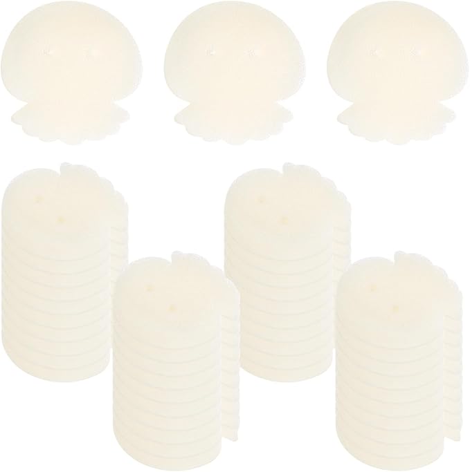 M METERXITY 20-Pack Hot Tub Scum Absorber, 10x10 Cm/3.9x3.9 Inch Sponge Jellyfish Pattern Scum Balls for Spa, Bathtub and Swimming Pool to Soak Up Oils Bathtub Accessories [White]