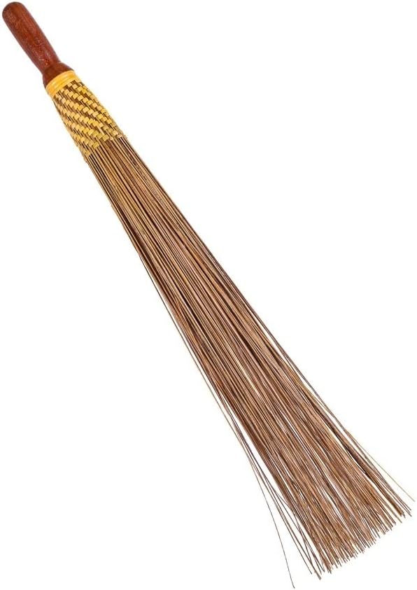 1 Piece of 32 inch Multi-Surface Sturdy Outdoor Authentic Coconut Stick Carpet and Rug Beater Thai Natural Coconut Leaf Broom Solid Wood Handle (Classic)