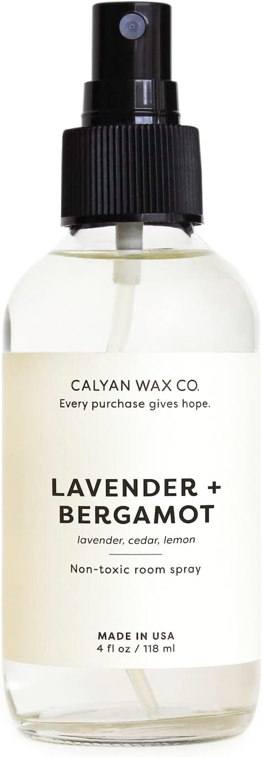 Calyan Wax Co. Lavender & Bergamot Room Spray - Non Toxic Air Freshener - Natural Room Deodorizer with Essential Oils - Air Freshener Spray for Home - 4 fl oz