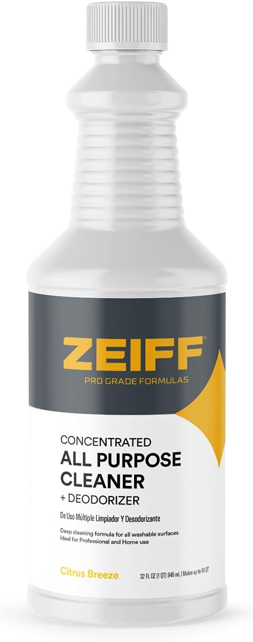 Zeiff Pro-Grade All-Purpose Cleaner & Deodorizer - Deep Cleaning & Odor Eliminating Formula For Professional & Home Surfaces - 32 Ounce Concentrate - Citrus Breeze