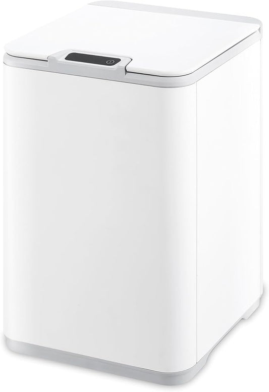 NINIESTARS DZT-10-35, 2.6 GAL / 10L, White Plastic, Square Shape, Motion Sensor Trash CAN