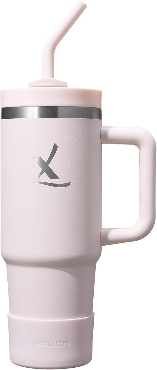 lexlion FlowOne Tumbler with Handle and Straw Lid 30 Oz– Insulated Stainless Steel Travel Mug – BPA-Free, Leakproof, Dishwasher Safe – Hot and Cold Drinkware – Car Cup Holder Fit