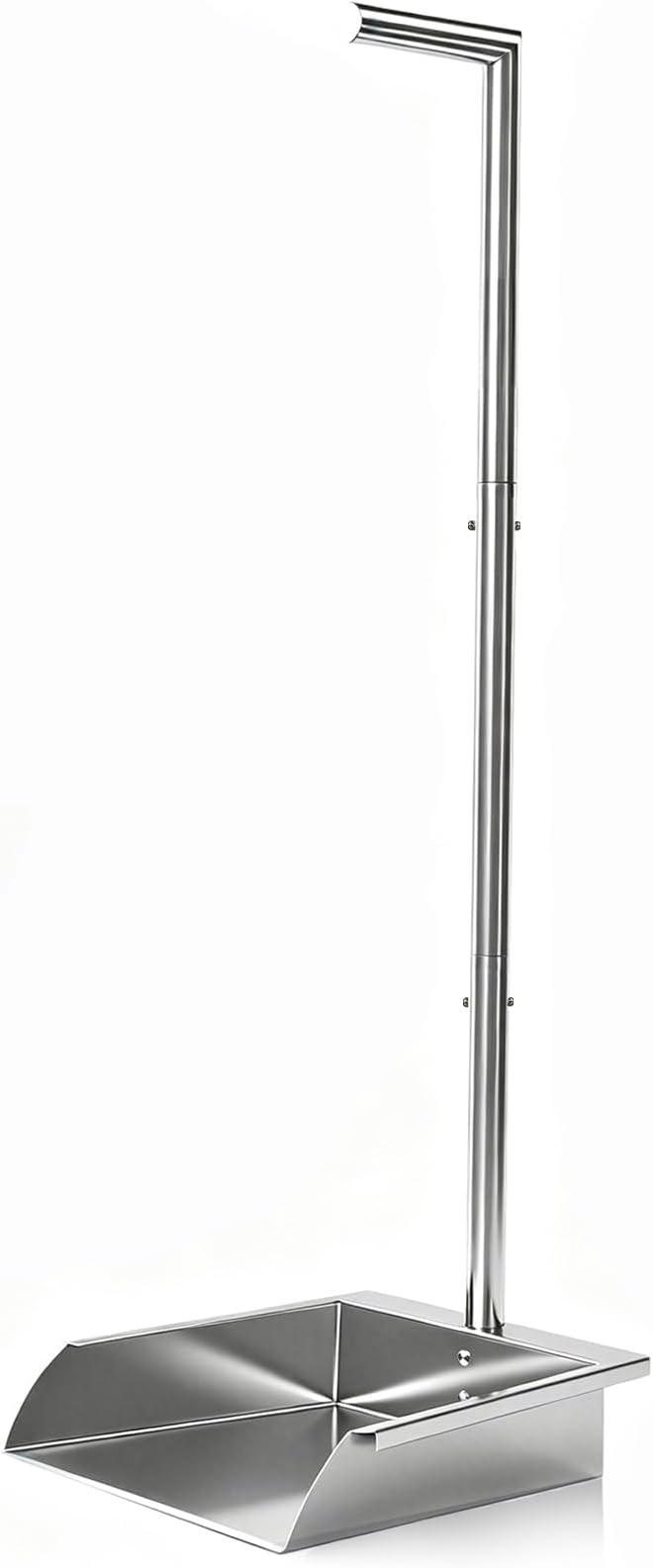 35in Heavy Duty Stainless Steel Standing Dust pan with Handle, Long Handle Metal Dustpans, Stand Up Large Dustpan for Farm, Office, Garage, Outdoor Yard, Commercial & Household Use
