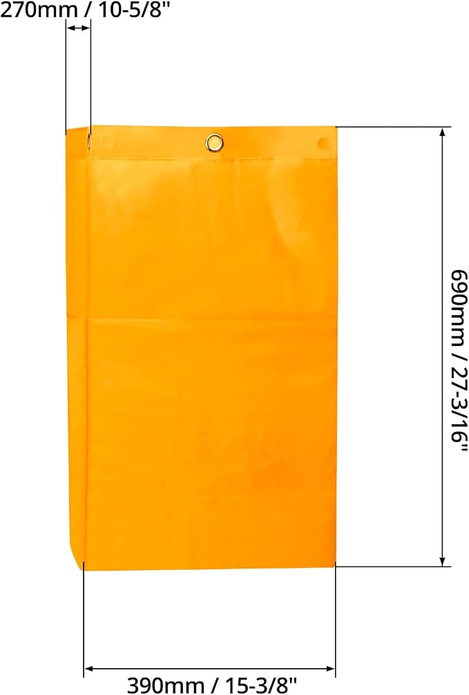 QWORK Replacement Janitorial Cart Bag, 4 Pack 24 Gallon Waterproof Large Capacity Housekeeping Commercial Replacement Cleaning Cart Bag for Collecting Trash or Clothing (Yellow)