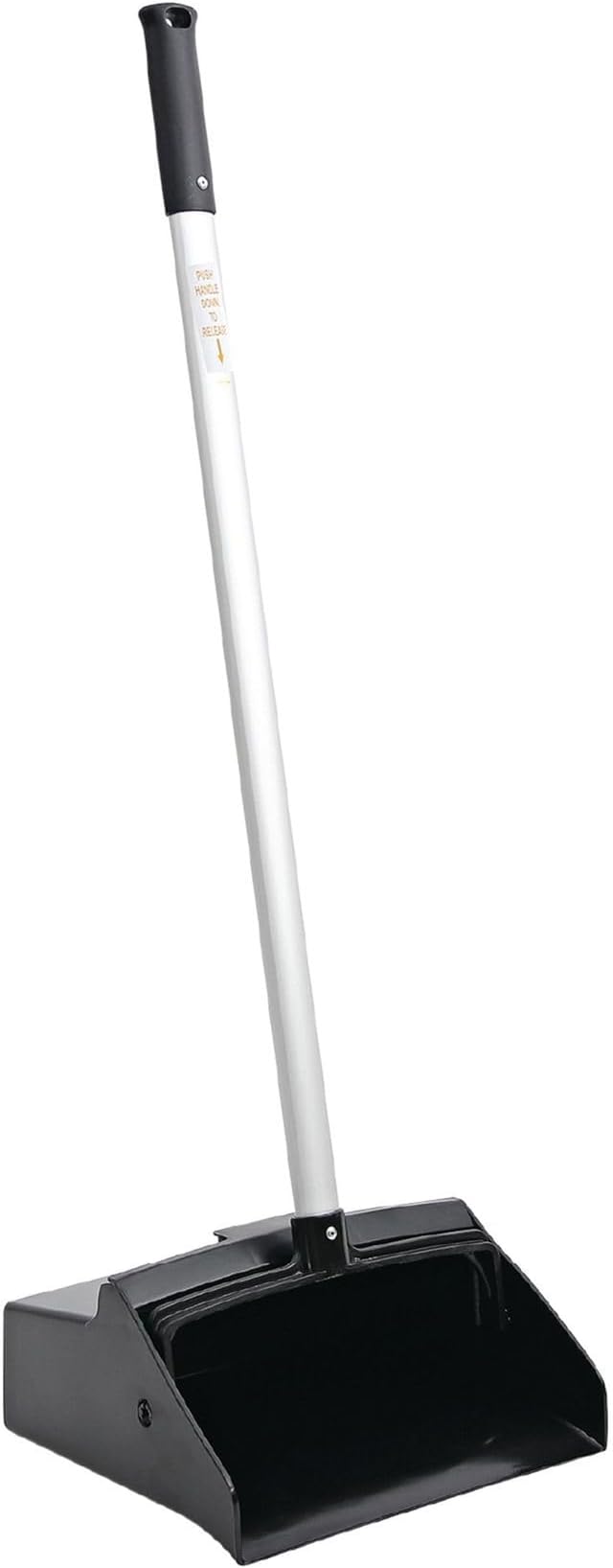 Boardwalk Commercial Lobby Dust Pan, 11.75 x 37, 34" Long Handle, Plastic/Aluminum, Black/Silver, Large Capacity